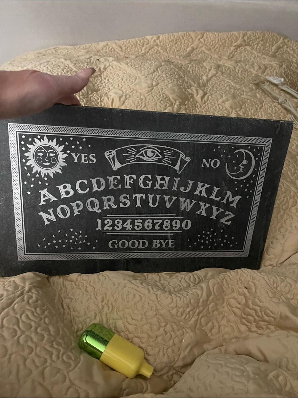 Black and Silver Ouija Style slate board with feet/ heavy